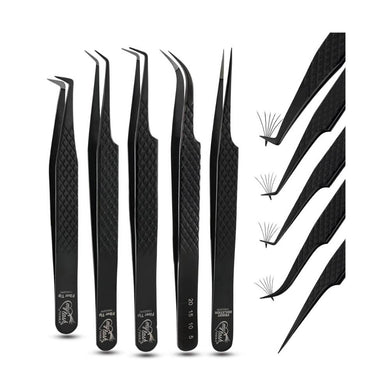 5Pcs Lash Tweezers Set for Eyelash Extension - Cross Edge Corporation