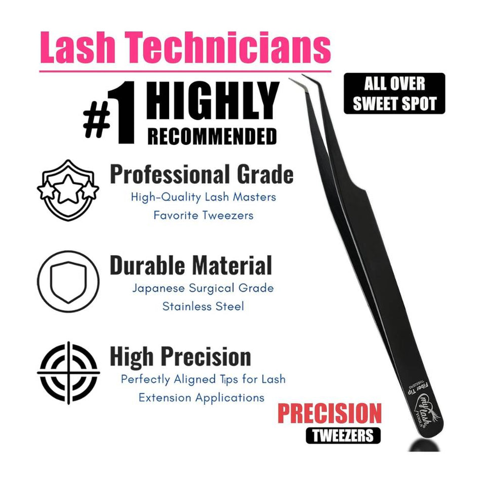 Fiber Tip Lash Tweezers for Eyelash Extensions Angle Curved - Cross Edge Corporation