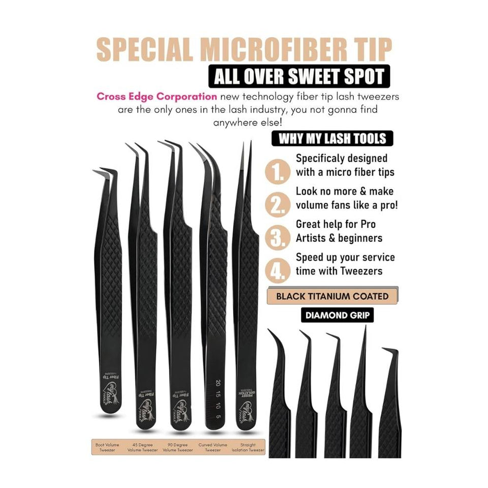 5Pcs Lash Tweezers Set for Eyelash Extension - Cross Edge Corporation