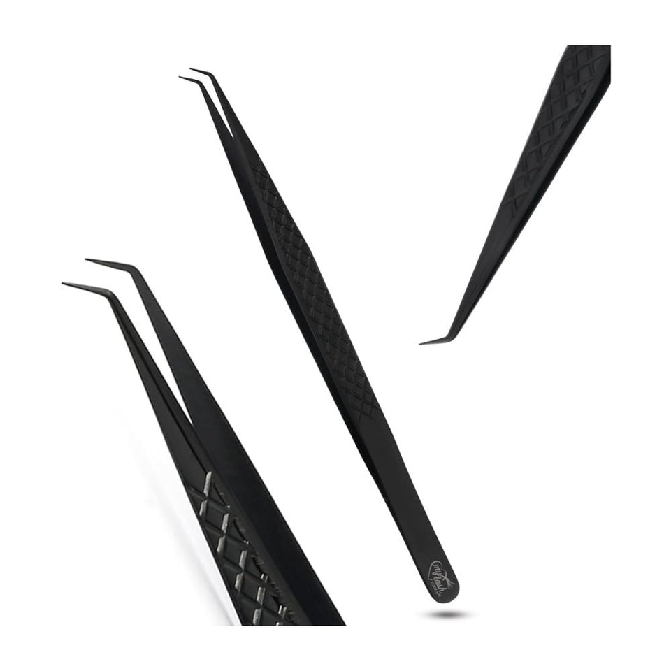 Black Eyelash Extension Tweezers Curved Degree for Individual Isolation - Cross Edge Corporation