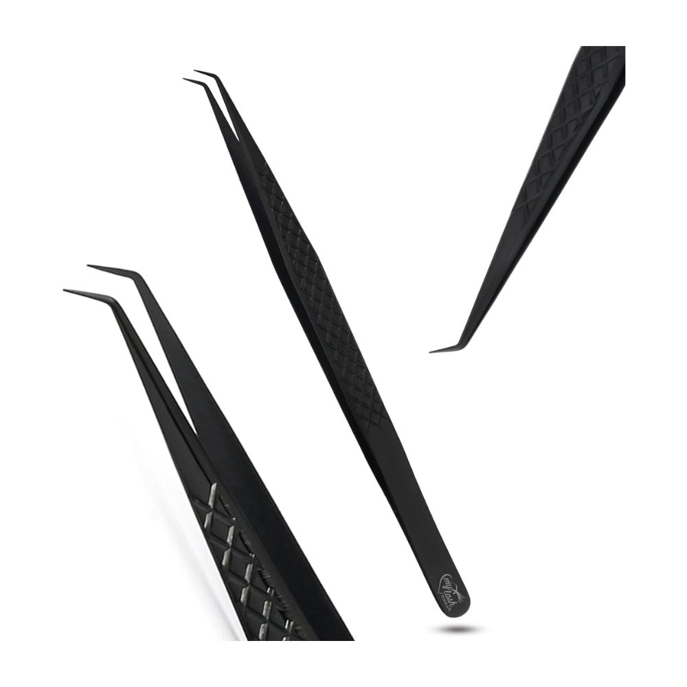 Black Eyelash Extension Tweezers Curved Degree for Individual Isolation - Cross Edge Corporation