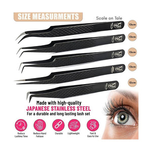 5Pcs Lash Tweezers Set for Eyelash Extension - Cross Edge Corporation