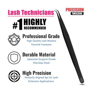 Black Eyelash Extension Tweezers Curved Degree for Individual Isolation - Cross Edge Corporation