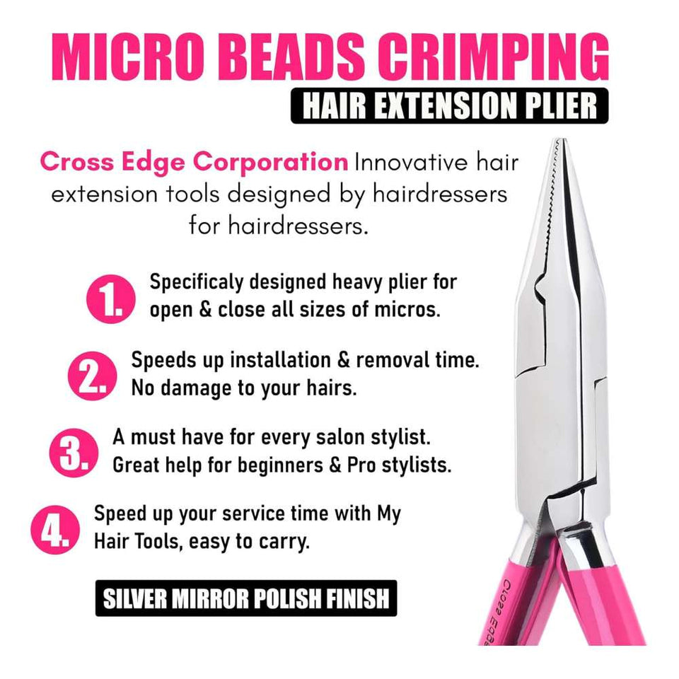 Three hole plier silver steel pink grip - Cross Edge Corporation