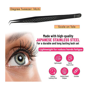 Black Eyelash Extension Tweezers Curved Degree for Individual Isolation - Cross Edge Corporation