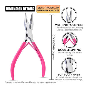 Three hole plier silver steel pink grip - Cross Edge Corporation