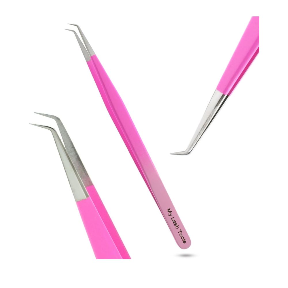 Pink Eyelash Extension Tweezers Curved Degree for Individual Isolation - Cross Edge Corporation