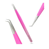 Pink Eyelash Extension Tweezers Curved Degree for Individual Isolation - Cross Edge Corporation