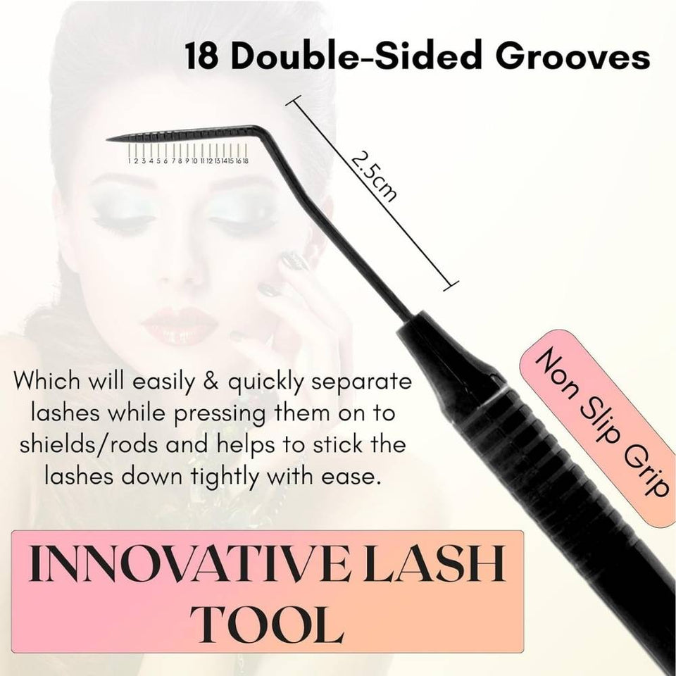 Black Stainless steel Lash Lift Perm Tool nonslip with double side grooves - Cross Edge Corporation