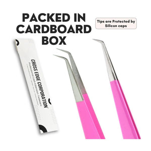 Pink Eyelash Extension Tweezers Curved Degree for Individual Isolation - Cross Edge Corporation