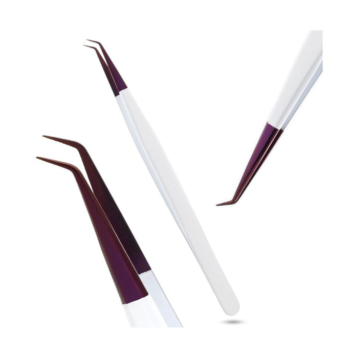 White Fiber tip Eyelash tweezer for Individual Isolation & Classic Lashes - Cross Edge Corporation