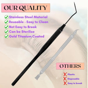 Black Stainless steel Lash Lift Perm Tool nonslip with double side grooves - Cross Edge Corporation