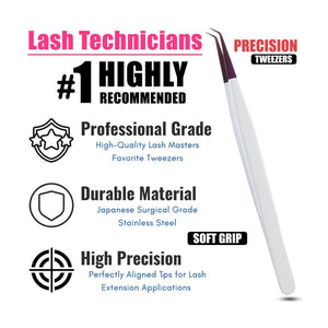 White Fiber tip Eyelash tweezer for Individual Isolation & Classic Lashes - Cross Edge Corporation
