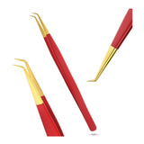 Red Gold Fiber tip Eyelash tweezer for Individual Isolation & Classic Lashes - Cross Edge Corporation