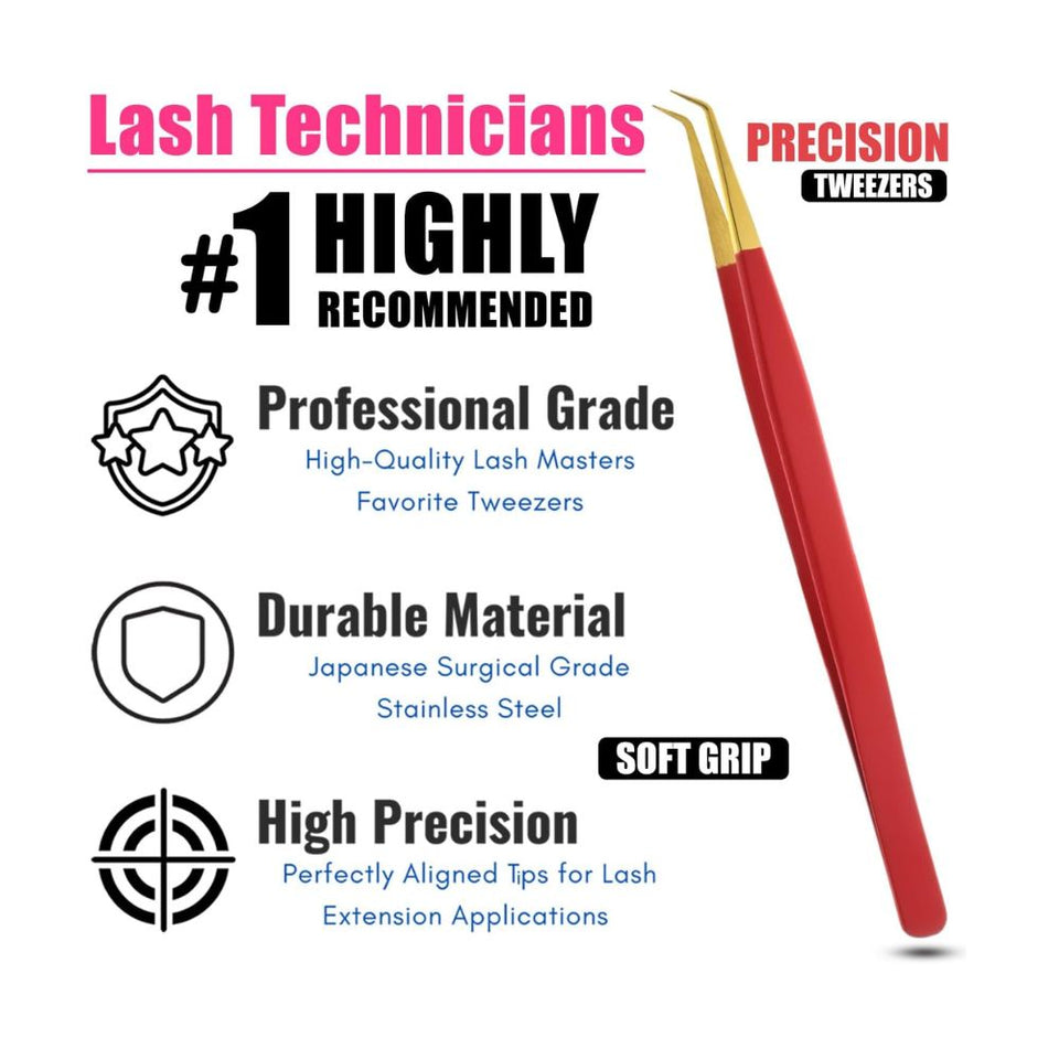 Red Gold Fiber tip Eyelash tweezer for Individual Isolation & Classic Lashes - Cross Edge Corporation