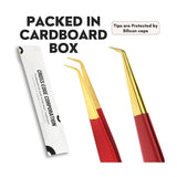 Red Gold Fiber tip Eyelash tweezer for Individual Isolation & Classic Lashes - Cross Edge Corporation