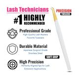 White Gold Fiber tip Eyelash tweezer for Individual Isolation & Classic Lashes - Cross Edge Corporation