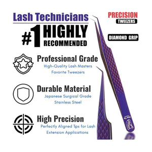 Purple Fiber Tip Lash Tweezers for Eyelash Extension - Cross Edge Corporation