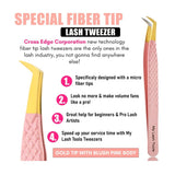 Nude Pink with gold Fiber Tip Lash Tweezers for Eyelash Extensions - Cross Edge Corporation