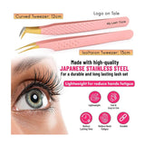 Nude Pink with gold Fiber Tip Lash Tweezers for Eyelash Extensions - Cross Edge Corporation