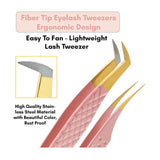 Nude Pink with gold Fiber Tip Lash Tweezers for Eyelash Extensions - Cross Edge Corporation