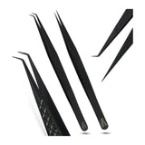 Black Isolation Tweezers Eyelash Extension Curved Degree - Cross Edge Corporation