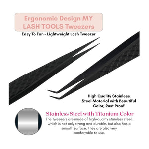 Black Isolation Tweezers Eyelash Extension Curved Degree - Cross Edge Corporation