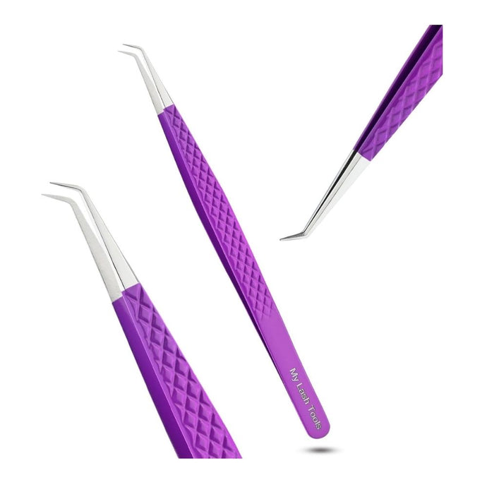 Purple Isolation Tweezers Eyelash Extension Curved Degree - Cross Edge Corporation