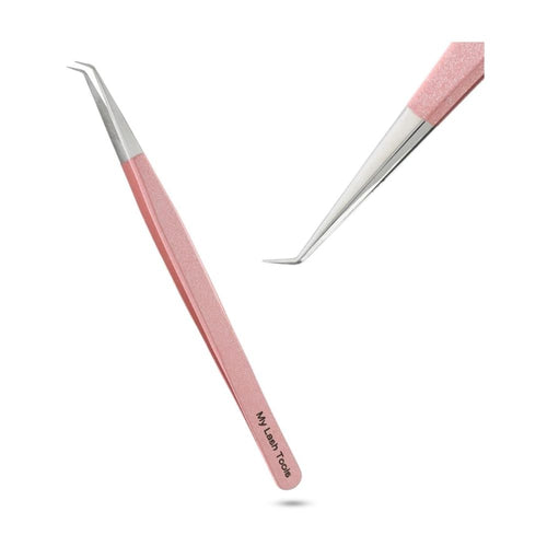 Baby Pink Curved Degree Tweezers for Isolation Lash Extensions - Cross Edge Corporation