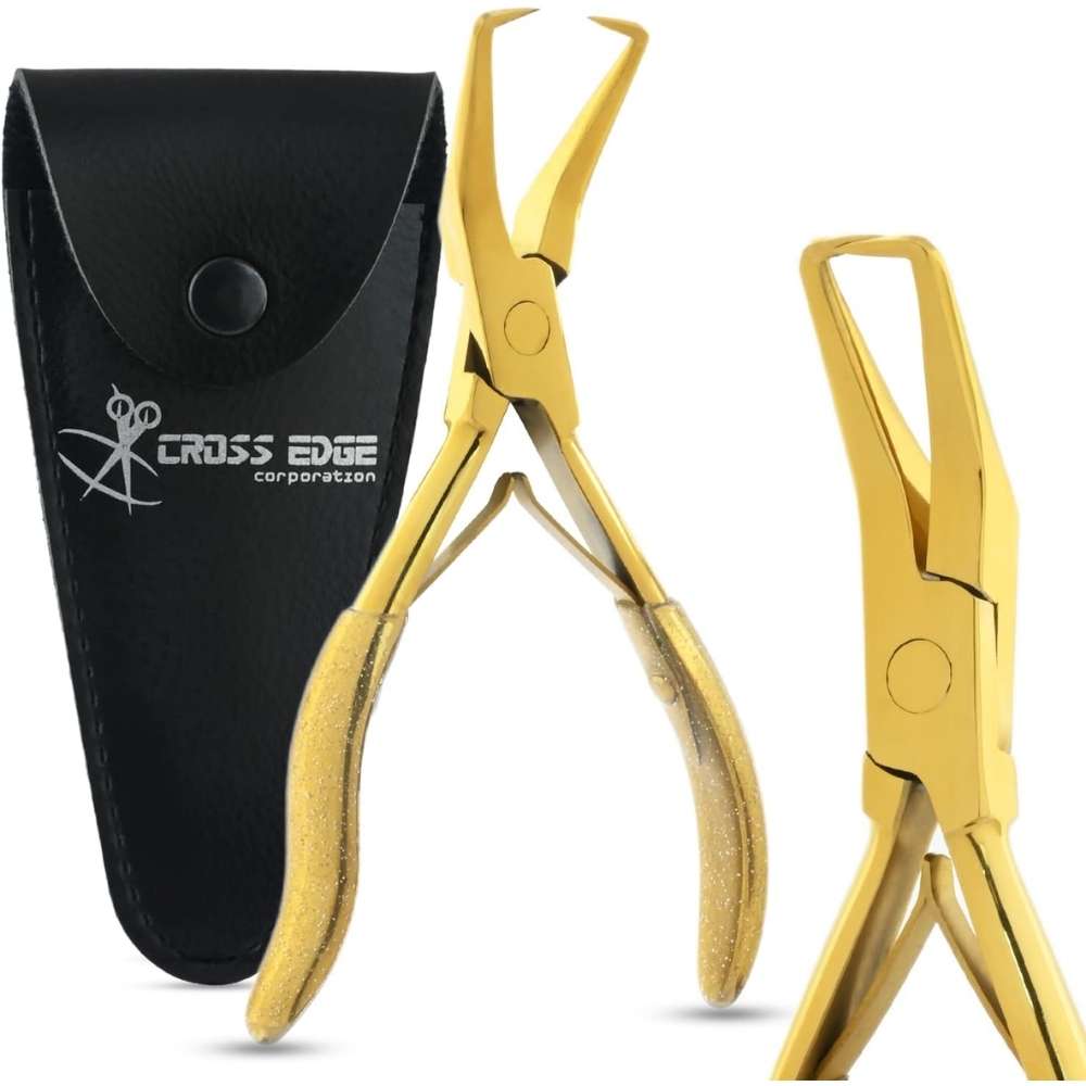 Gold Hair Extension Micro Beads & Tape in Remover Plier with Soft Rubber Grip - Cross Edge Corporation