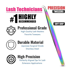Rainbow Curved Degree Tweezers for Isolation Lash Extensions - Cross Edge Corporation