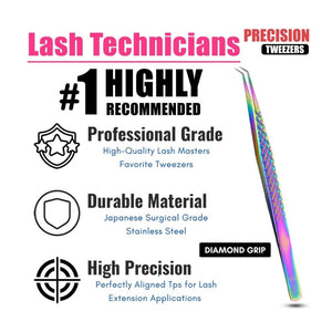 Diamond Rainbow fiber tip Tweezers for Isolation Lash Extensions - Cross Edge Corporation