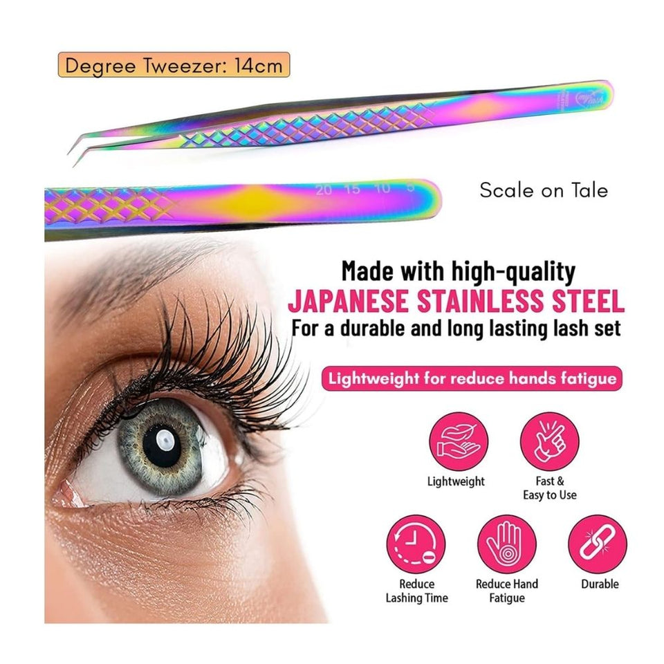 Diamond Rainbow fiber tip Tweezers for Isolation Lash Extensions - Cross Edge Corporation