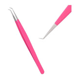 Solo pink fiber tip Tweezers for Isolation Lash Extensions - Cross Edge Corporation