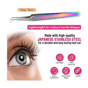 Eyelash Extension Curved 45 Degree Angled Tweezer Best for Volume - Cross Edge Corporation