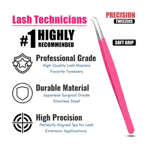 Solo pink fiber tip Tweezers for Isolation Lash Extensions - Cross Edge Corporation