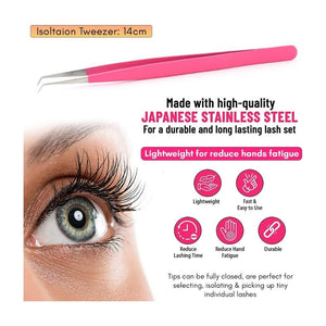 Solo pink fiber tip Tweezers for Isolation Lash Extensions - Cross Edge Corporation