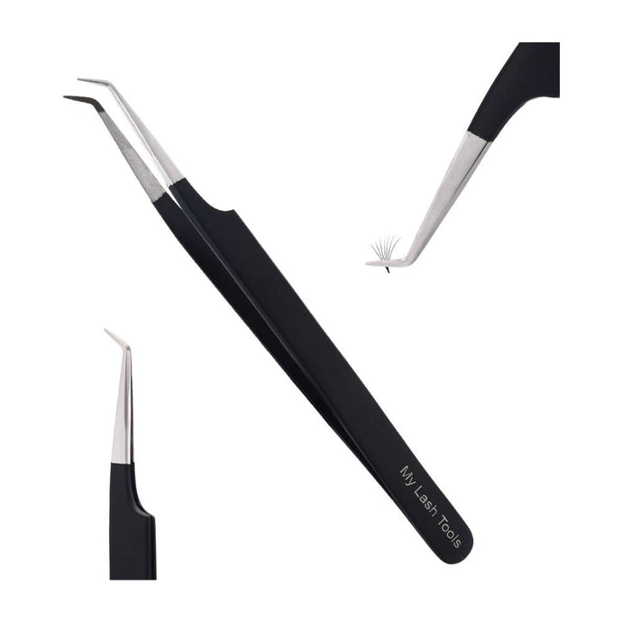 Black Eyelash Extension Curved 45 Degree Angled Tweezer - Cross Edge Corporation