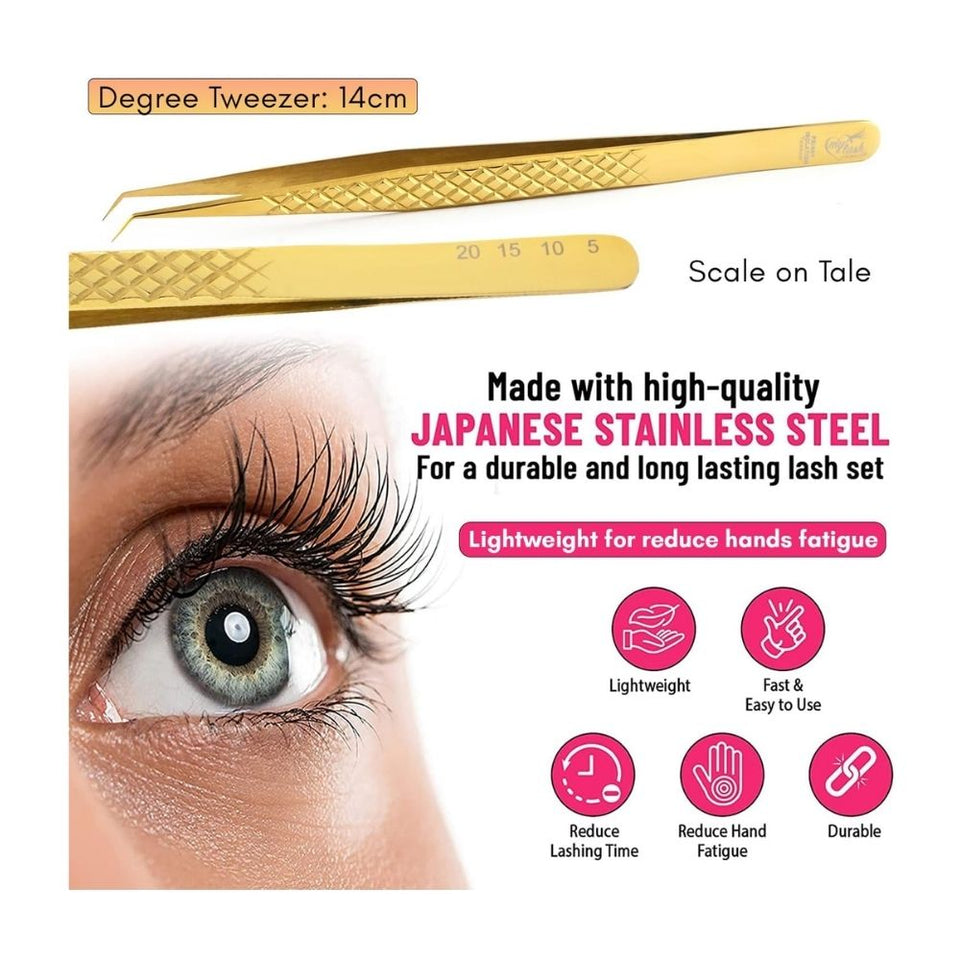 Gold fiber tip Tweezers for Isolation Lash Extensions - Cross Edge Corporation