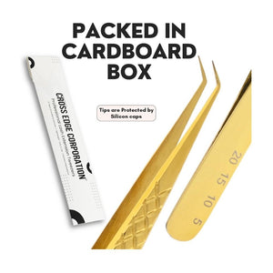 Golden Curved Degree Tweezers for Isolation Lash Extensions - Cross Edge Corporation