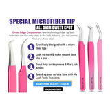 3 Pink Eyelash Extension Curved 45 Degree Angled Isolation Tweezers - Cross Edge Corporation