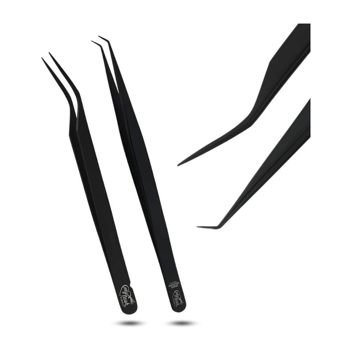 Black Fiber Tip Isolation Lash Tweezers set - Cross Edge Corporation