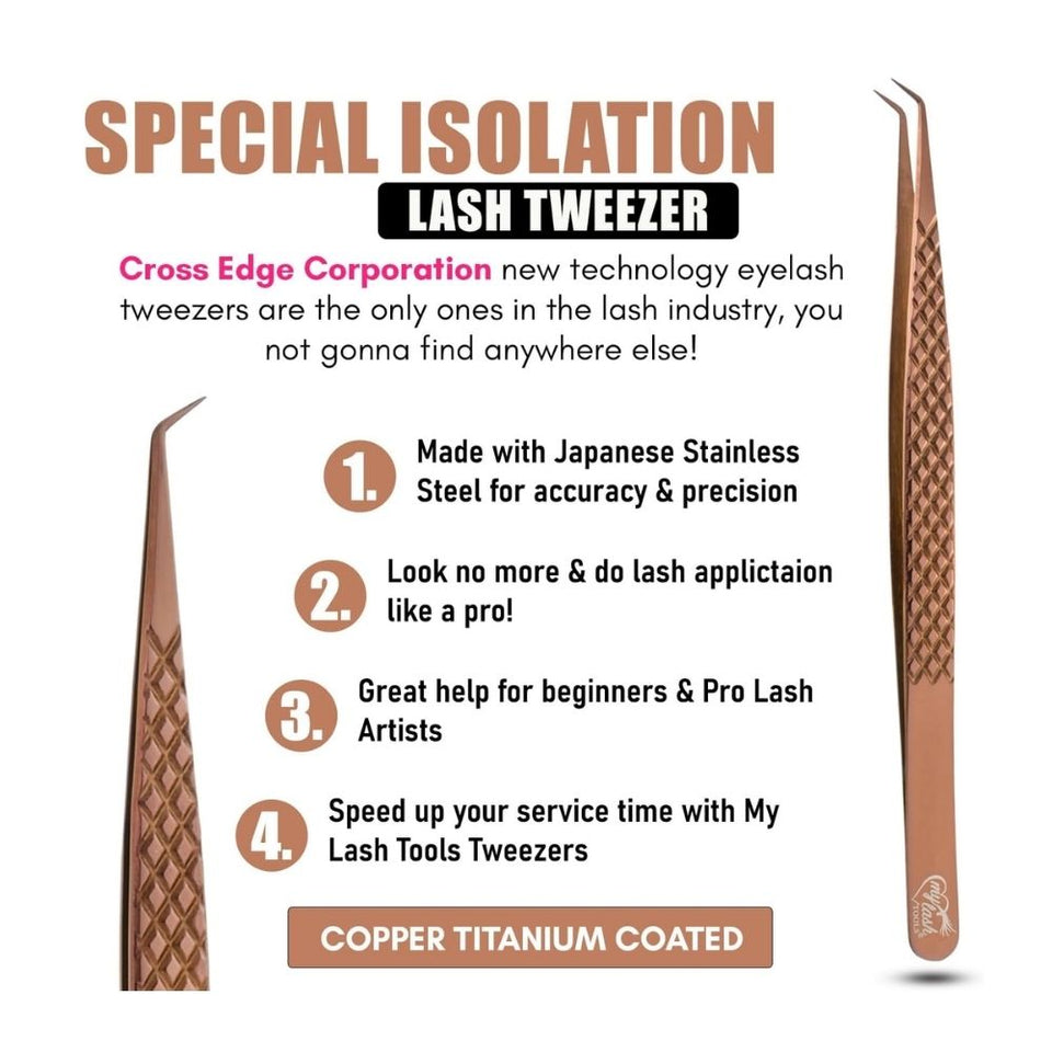 Eyelash Extension Curved Degree Tweezers for Individual Isolation - Cross Edge Corporation