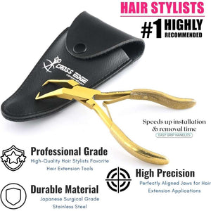 Gold Hair Extension Micro Beads & Tape in Remover Plier with Soft Rubber Grip - Cross Edge Corporation