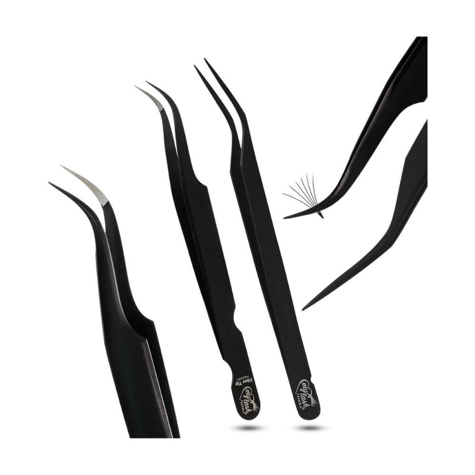 Black Isolation Lash Tweezers set For Eyelash Extensions Best for Individual Isolation - Cross Edge Corporation