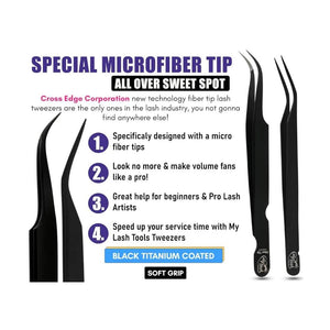 Black Isolation Lash Tweezers set For Eyelash Extensions Best for Individual Isolation - Cross Edge Corporation