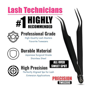 Black Isolation Lash Tweezers set For Eyelash Extensions Best for Individual Isolation - Cross Edge Corporation