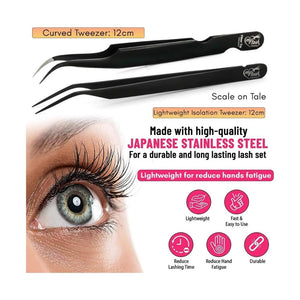 Black Isolation Lash Tweezers set For Eyelash Extensions Best for Individual Isolation - Cross Edge Corporation