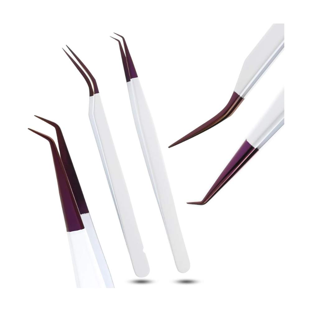 White, black Isolation Lash Tweezers set For Eyelash Extensions - Cross Edge Corporation