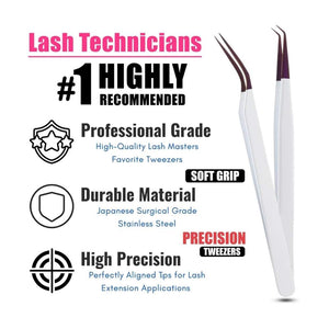 White, black Isolation Lash Tweezers set For Eyelash Extensions - Cross Edge Corporation